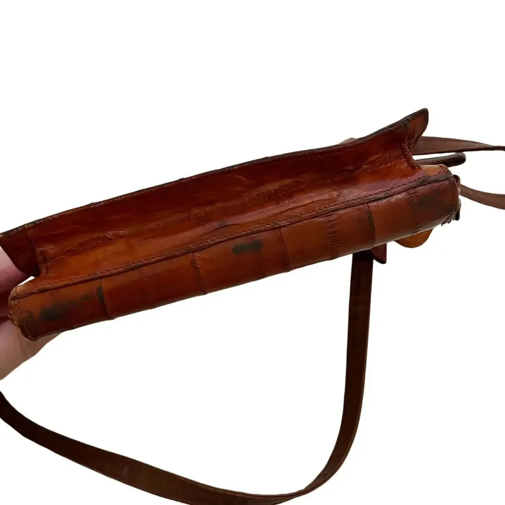 Vintage Lee Sands Eel Skin Wallet Shoulder Bag Brown